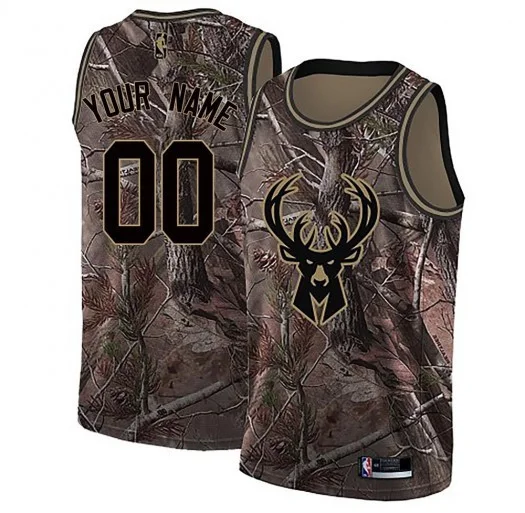 Men's Custom Milwaukee Bucks Swingman Camo Realtree Collection Jersey -