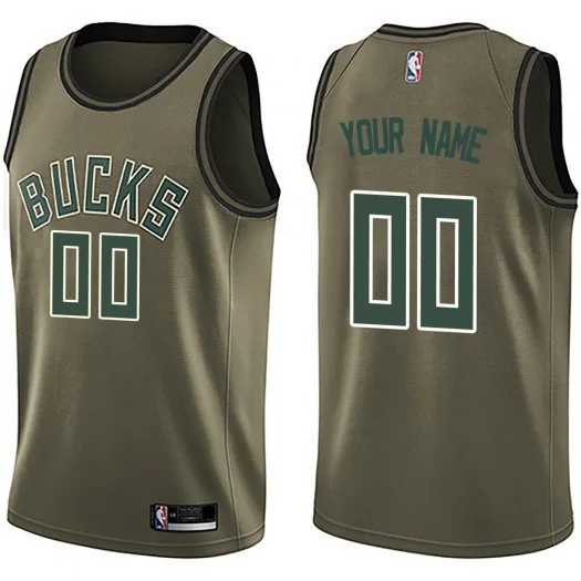 Men's Custom Milwaukee Bucks Swingman Green Salute to Service Jersey -
