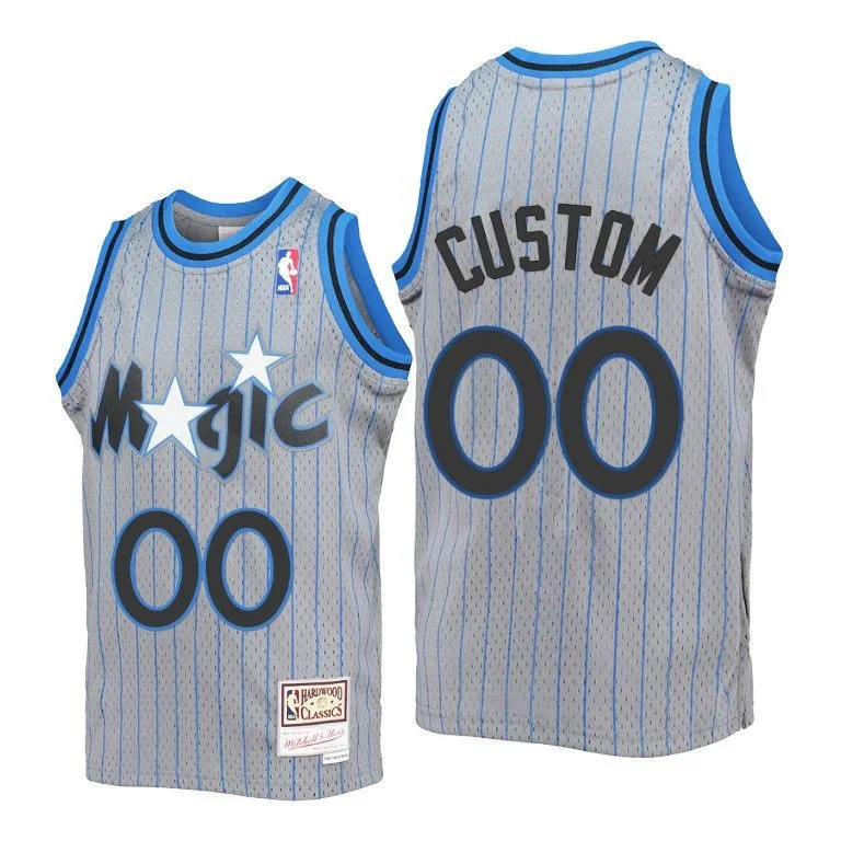 Men's Custom Orlando Magic Jersey #00 Reload Gray Throwback -