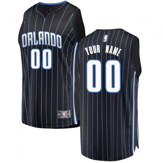 Men's Custom Orlando Magic Swingman Black Fast Break Jersey - Statet Edition -