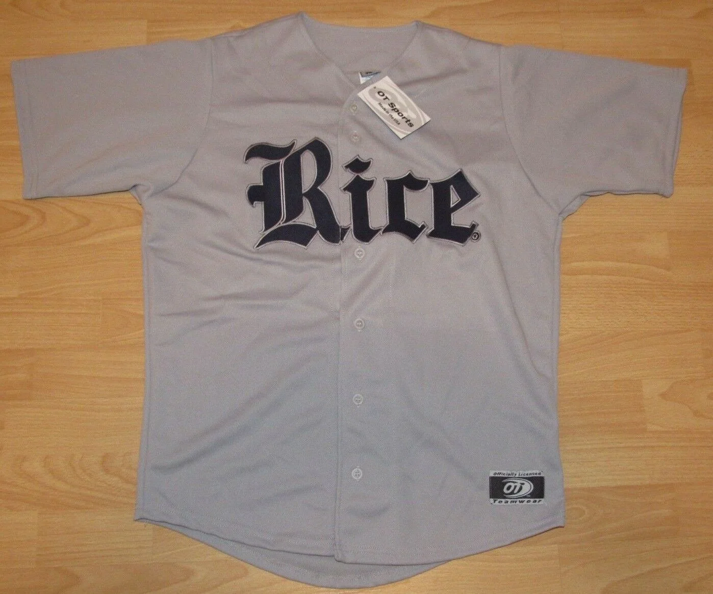 Men's Custom Rice Owls Away Grey Fully Stitched Button Down Baseball Jersey -