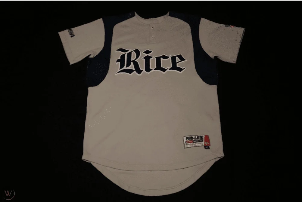 Men's Custom Rice Owls Game Worn Baseball Jersey -