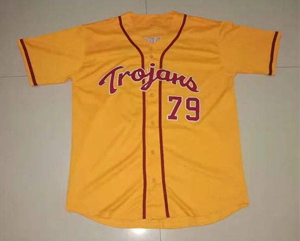 Men's Custom USC Trojans Baseball Yellow Jersey -