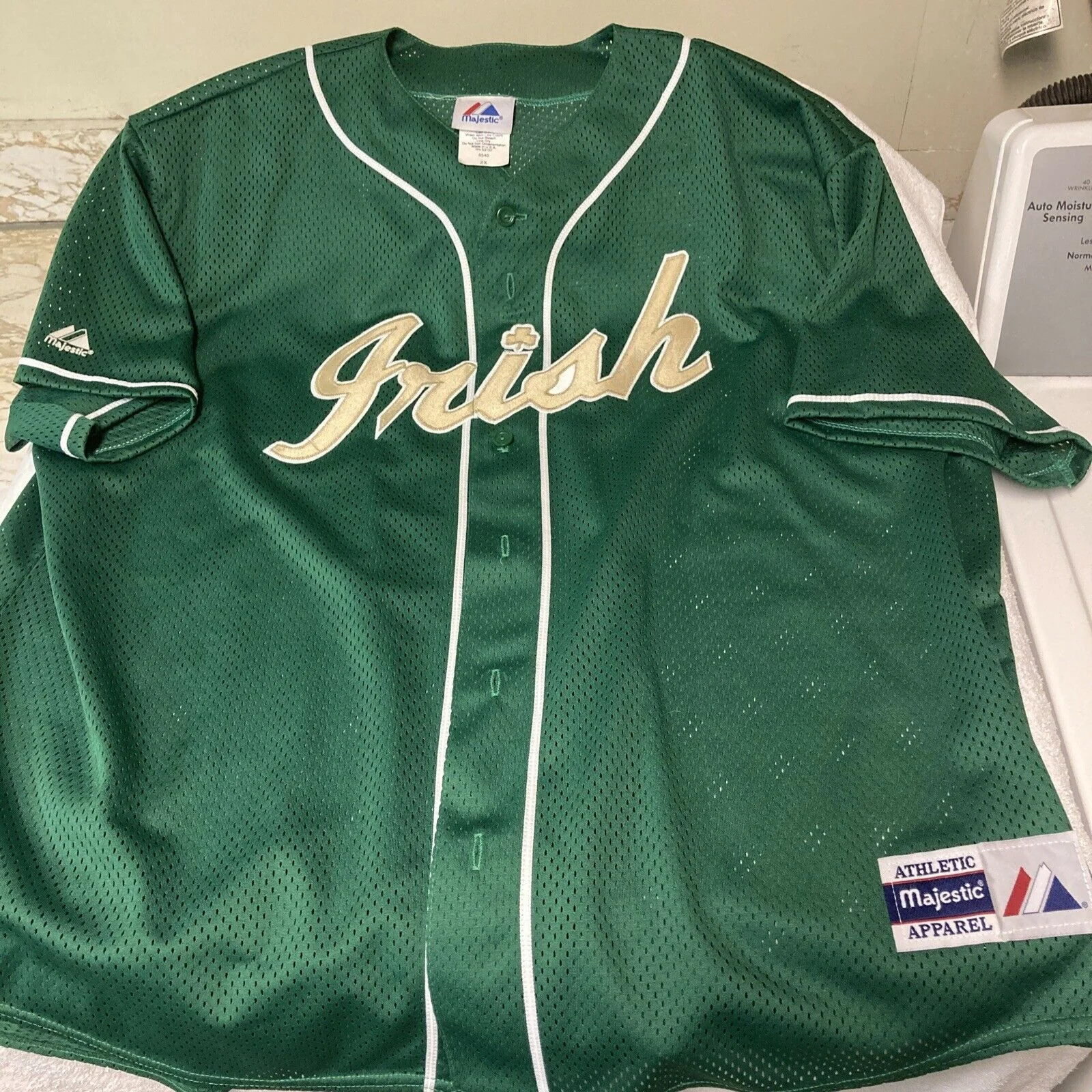 Men's Custom Vintage Majestic Notre Dame Fighting Irish Green Baseball Jersey -
