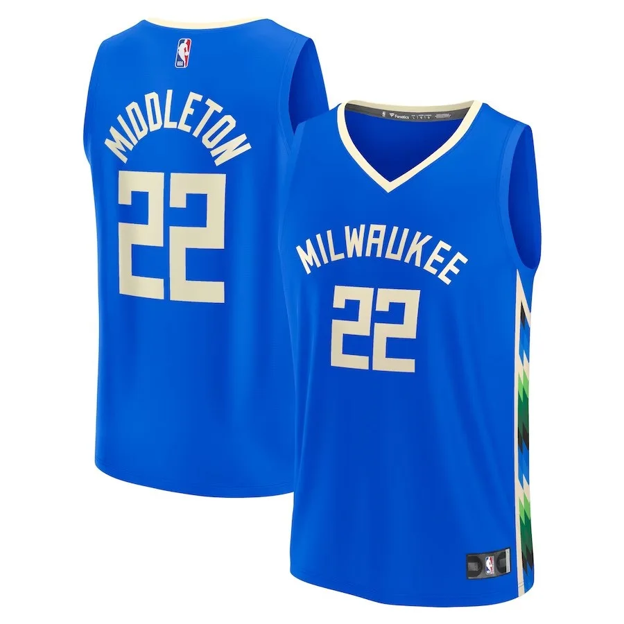 Men's Khris Middleton Milwaukee Bucks 2022/23 Fastbreak Jersey - City Edition - Royal -