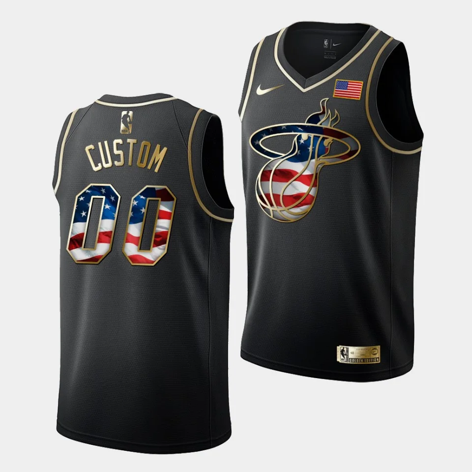Men's Miami Heat #00 Custom 2019 Independence Day Golden Edition Jersey -