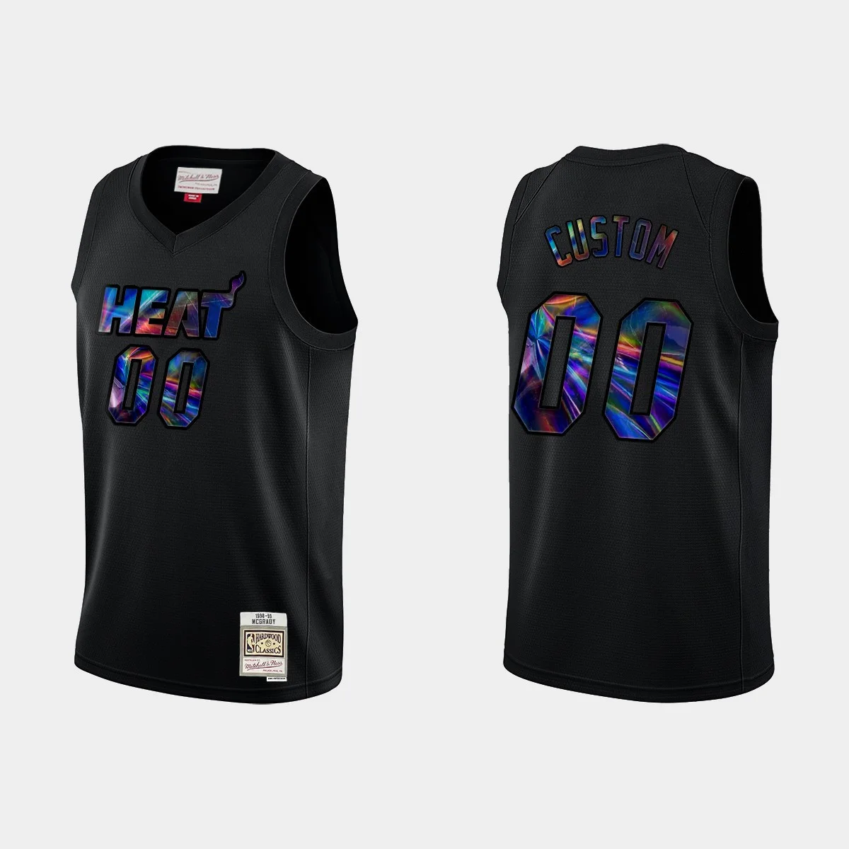 Men's Miami Heat Custom #00 holographic HWC Swingman Black Jersey -