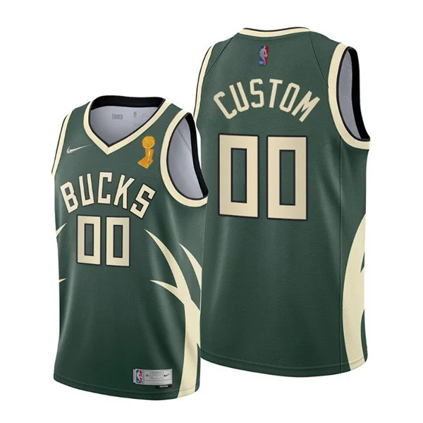Men's Milwaukee Bucks Active Player Custom 2021 Green Finals Champions City Edition Stitched Basketball Jersey -
