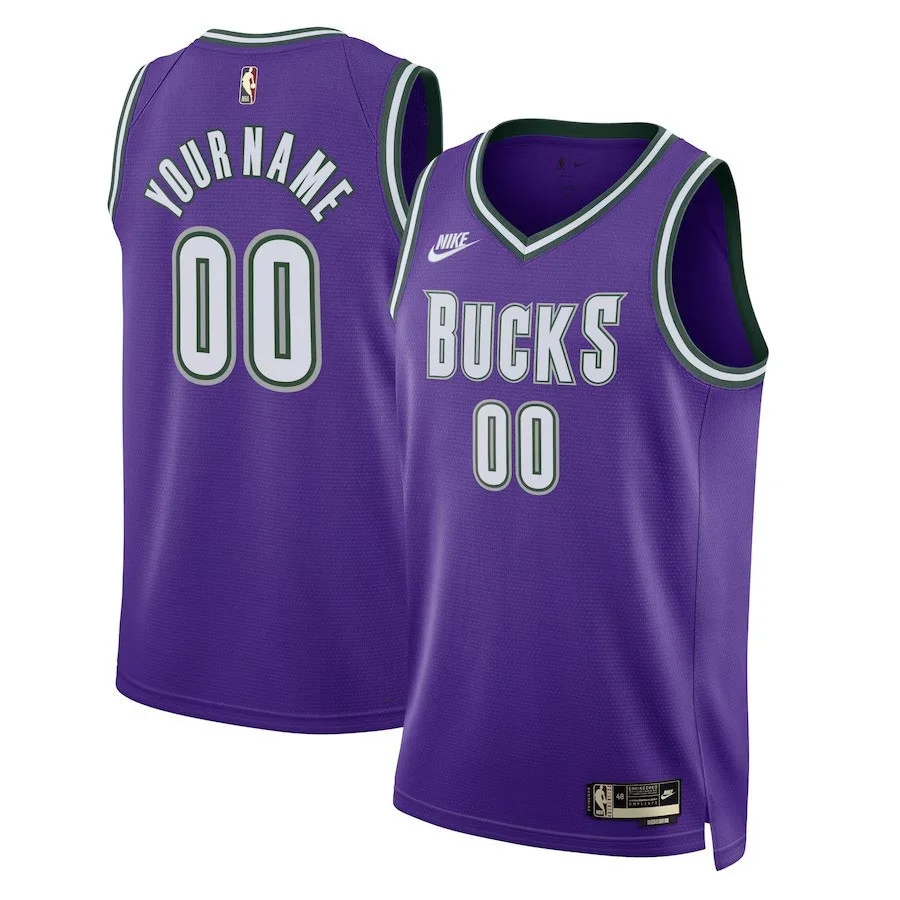 Men's Milwaukee Bucks Custom #00 2022/23 Classic Edition Swingman Jersey - Field Purple/White -