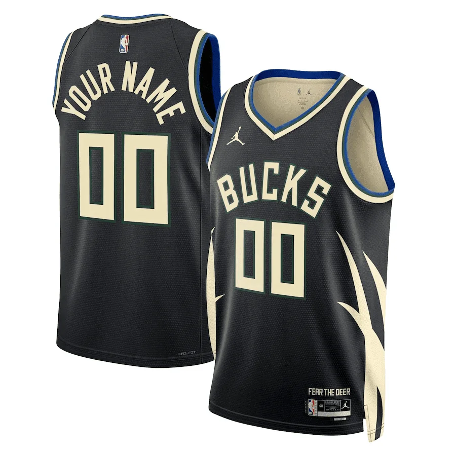 Men's Milwaukee Bucks Custom #00 Statet Swingman Jersey 2022-23 -
