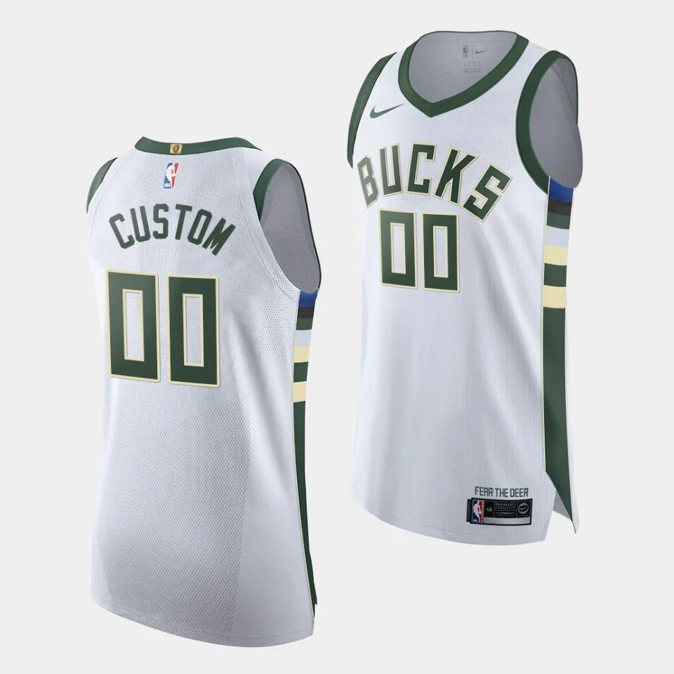 Men's Milwaukee Bucks Custom 2019-20 Jersey Association Edition White -