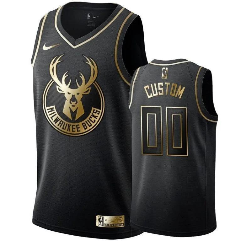 Men's MILWAUKEE BUCKS CUSTOM BLACK #00 GOLDEN EDITION SWINGMAN JERSEY -