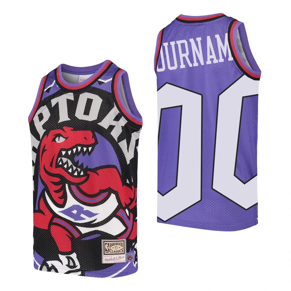 Men's Mitchell &amp; Ness Toronto Raptors #00 Custom Big Face Hardwood Classics Purple Jersey -