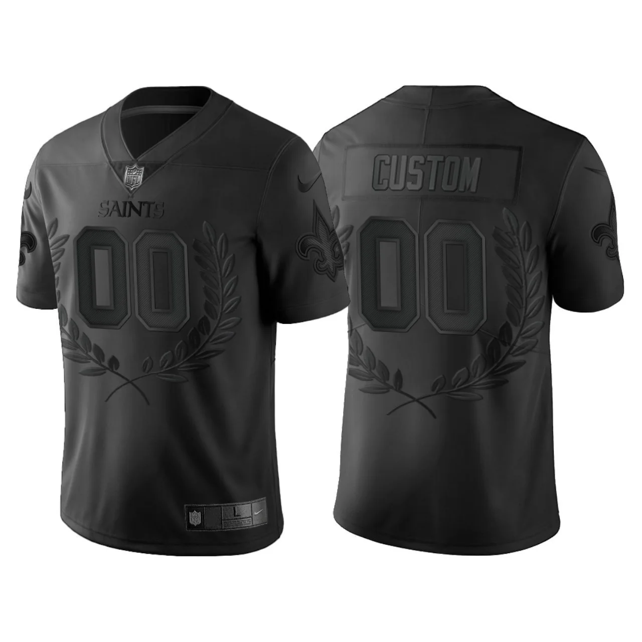 Saints Custom Jersey for Men New Orleans Saints #00 Custom Black Platinum Limited collection Jersey -