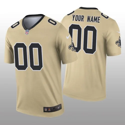 Saints Custom Jersey for Men New Orleans Saints Custom Gold Inverted Legend Jersey -