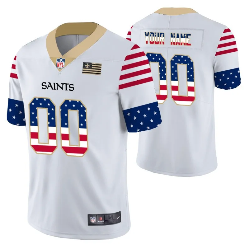 Saints Custom Jersey for Men New Orleans Saints Custom White Independence Day Vapor Limited Jersey -