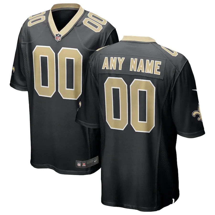 Saints Custom Jersey for Men New Orleans Saints Home Custom Game Jersey - Black -