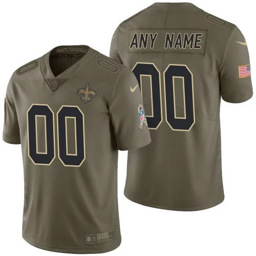 Saints Custom Jersey for Men New Orleans Saints Olive 2017 Salute to Service Limited Customized Jersey -
