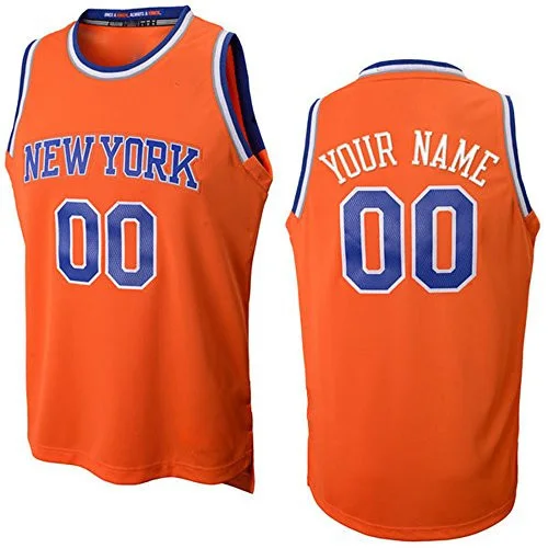 Men's New York Knicks Orange Custom  Basketball Jersey