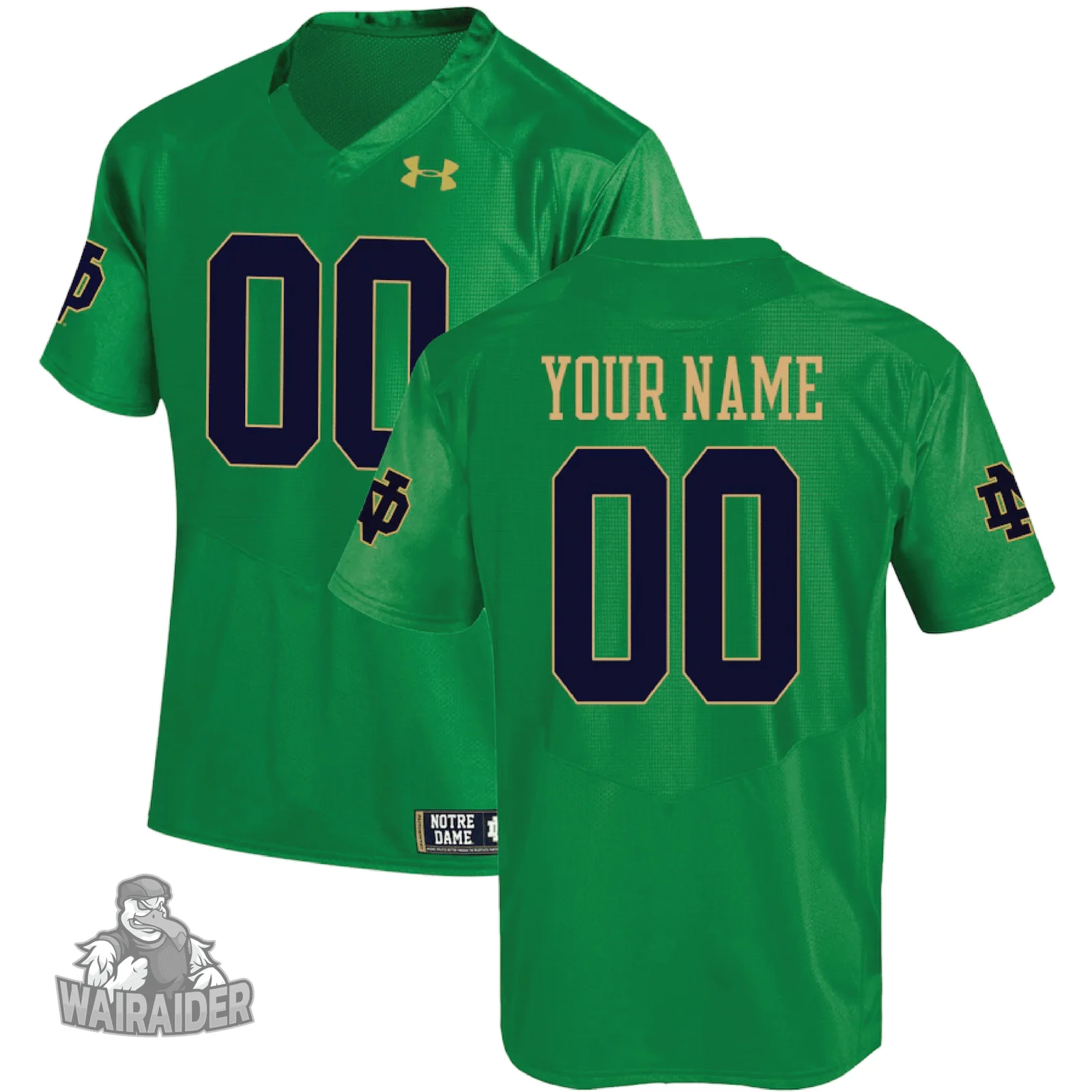Men's Notre Dame Fighting Irish Kelly Green  Under Armour Custom Jersey, Customize Notre Dame Jersey