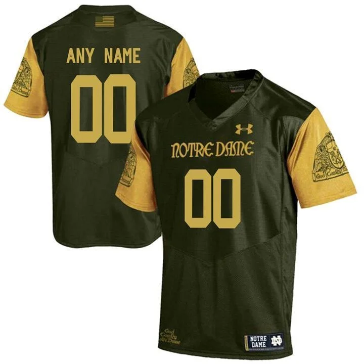 Men's Notre Dame Fighting Irish Olive Green Custom Jersey , Notre Dame Football Jersey Custom -