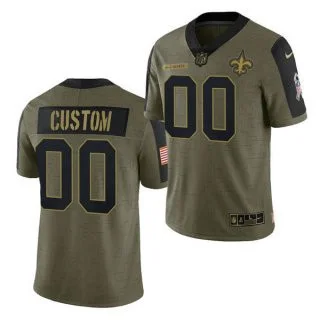 Saints Custom Jersey for Men Olive New Orleans Saints ACTIVE PLAYER Custom 2021 Salute To Service Limited Stitched Jersey -