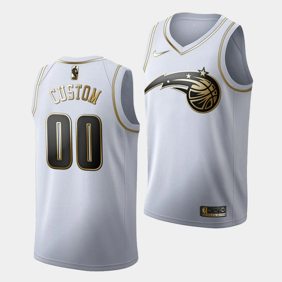 Men's Orlando Magic Custom #00 2019-20 Golden Edition White Limited Jersey -
