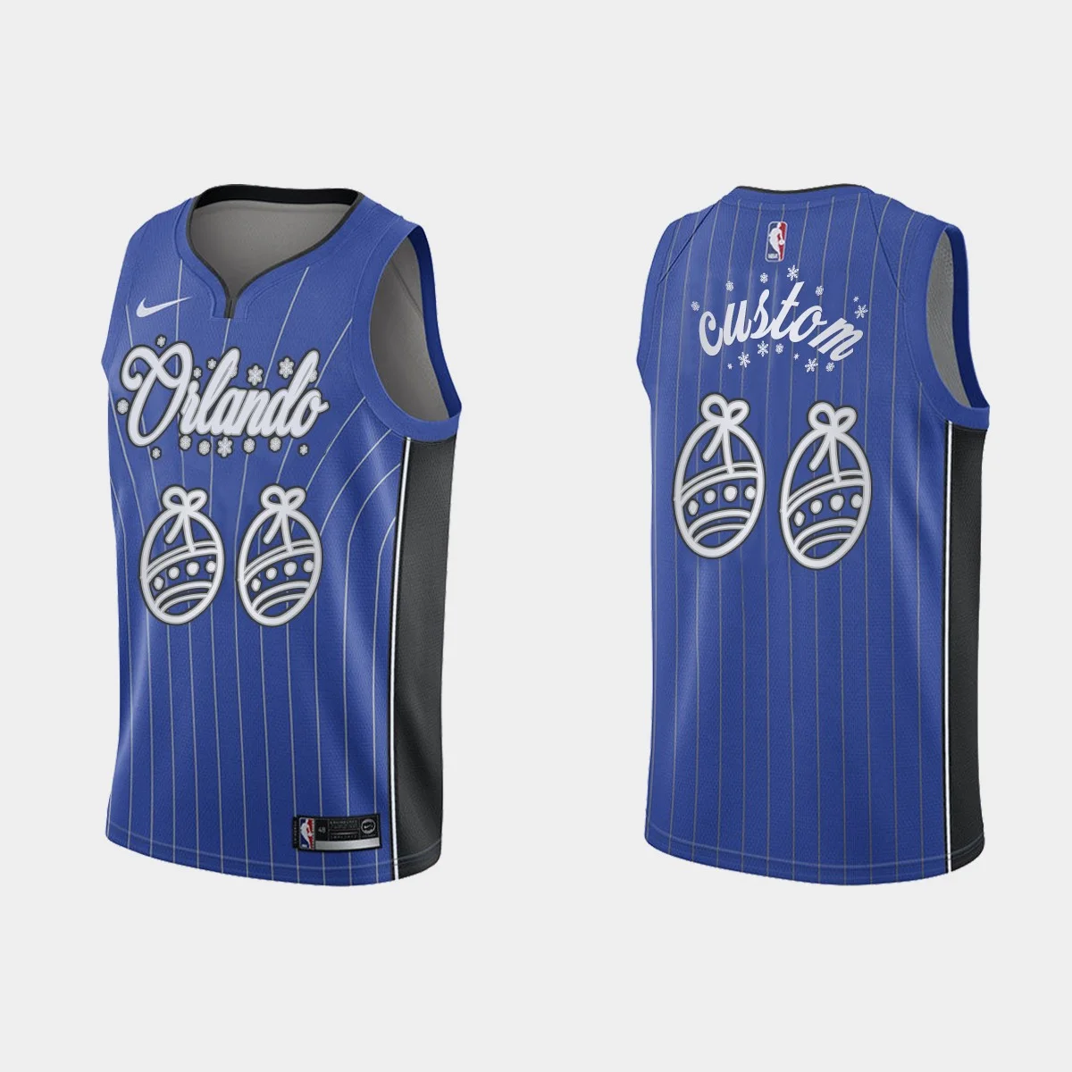 Men's Orlando Magic Custom No.00 Santa Clause Jersey Blue Christmas Gift for -