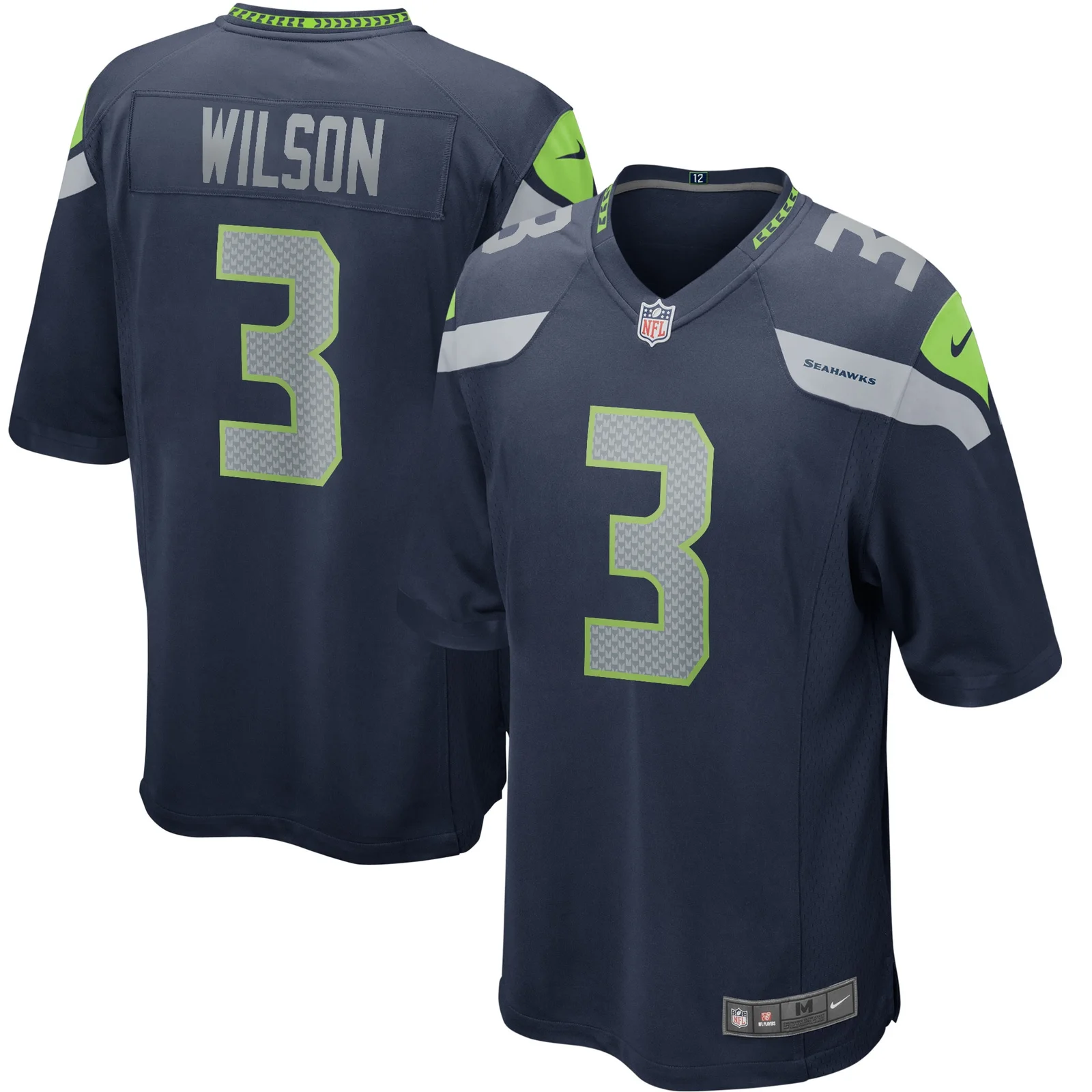 Men's Russell Wilson Seattle Seahawks Game Player Jersey - College Navy -