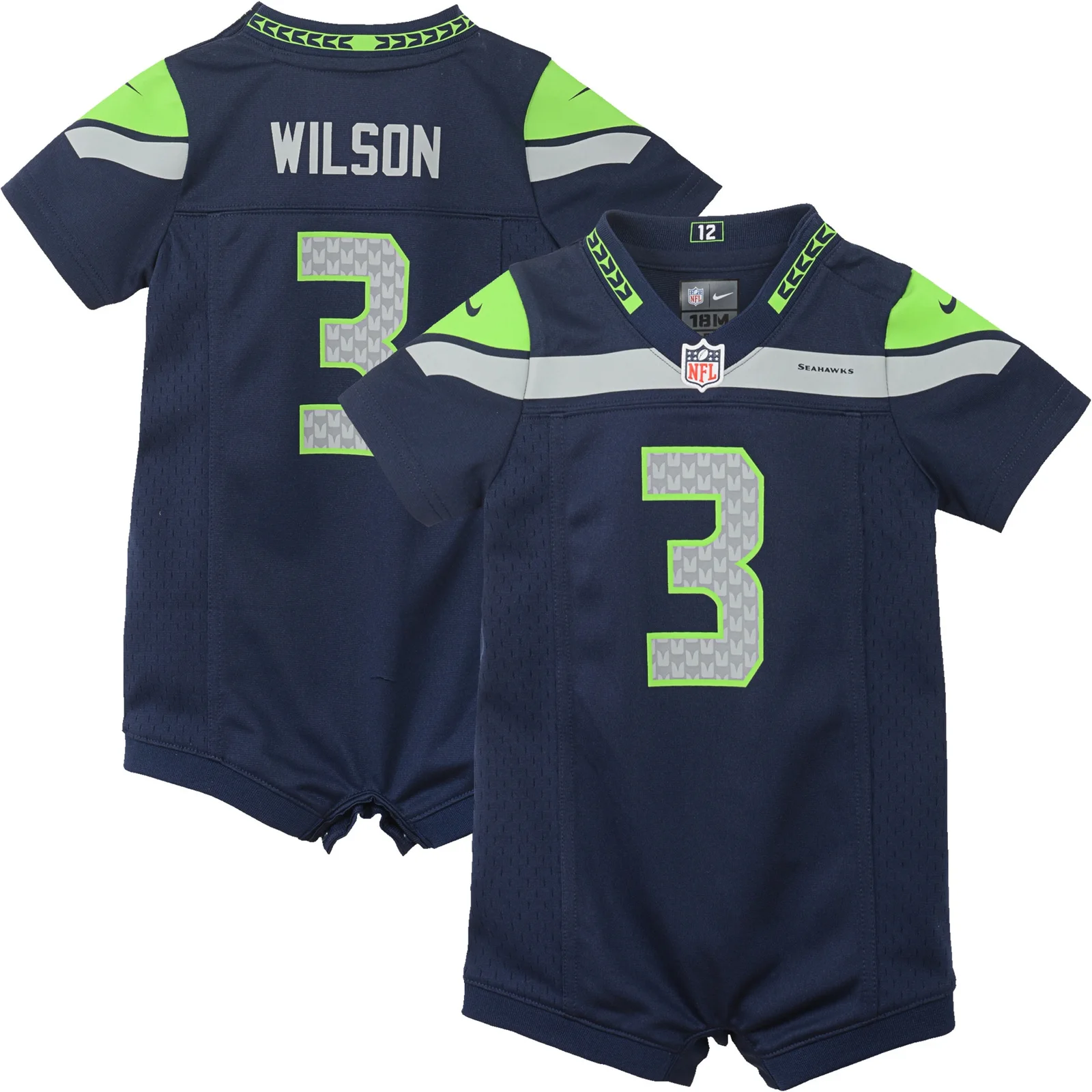 Men's Russell Wilson Seattle Seahawks Infant Romper Jersey - Navy -