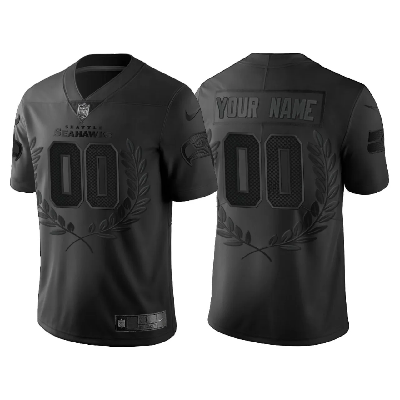 Men's Seattle Seahawks #00 Custom Black Vapor Limited Platinum Jersey -
