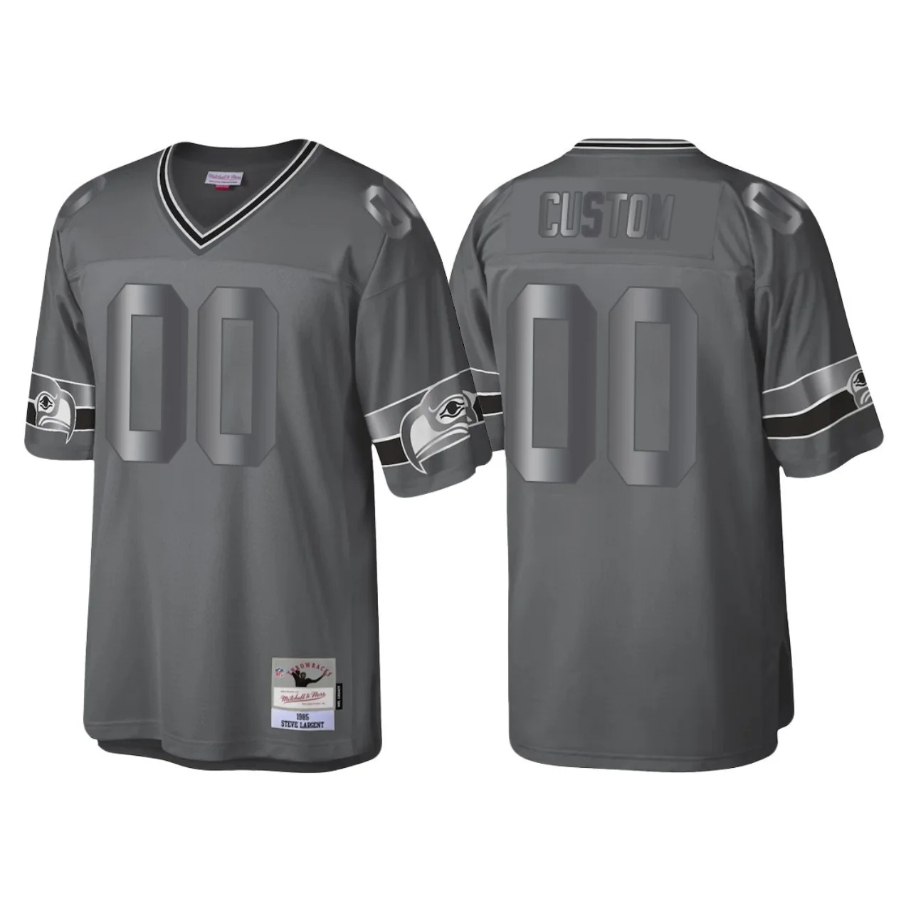 Men's Seattle Seahawks #00 Custom Charcoal Throwback Retired Player Metal Legacy Jersey -