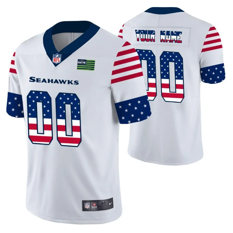 Men's Seattle Seahawks Custom White Independence Day Vapor Limited Jersey -