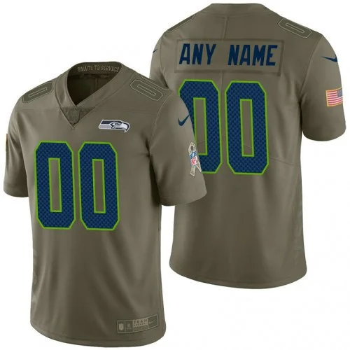 Men's Seattle Seahawks Olive 2017 Salute to Service Limited Customized Jersey -