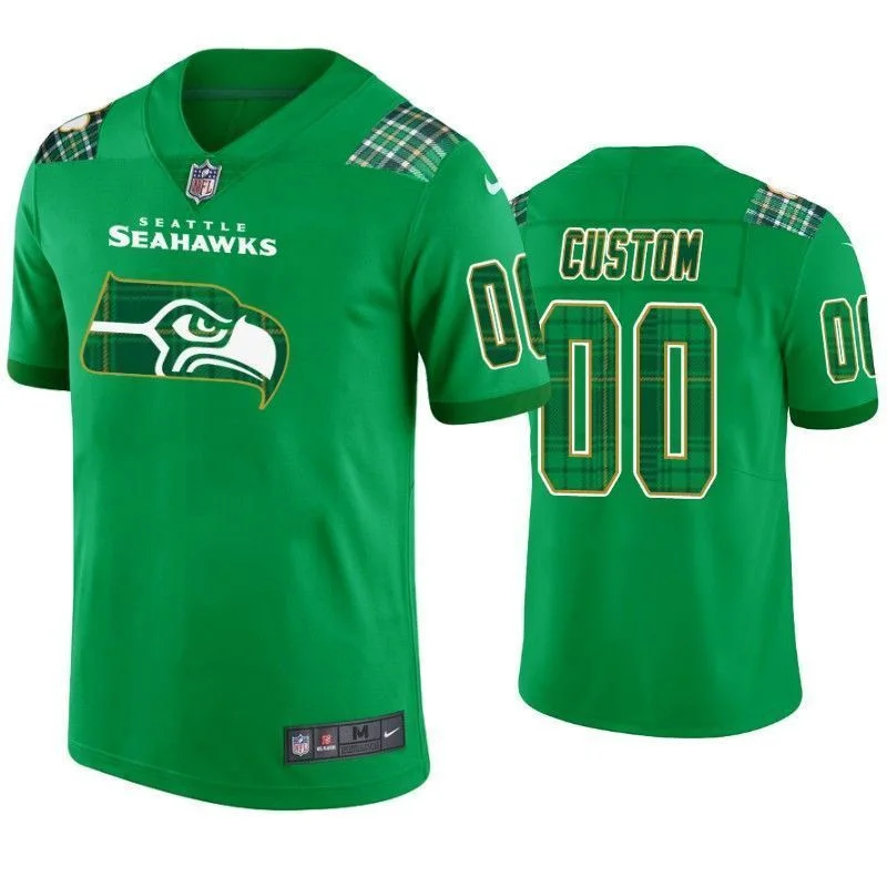Men's St. Patrick's Day Seattle Seahawks Custom Jersey Kelly Green - -