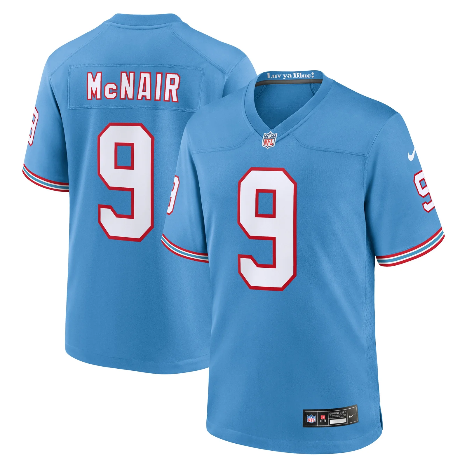 Men's Steve McNair Tennessee Titans Oilers Throwback Retired Player Game Jersey - Light Blue -