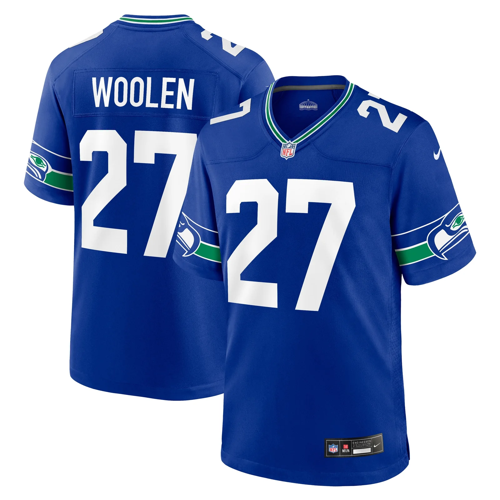 Men's Tariq Woolen Seattle Seahawks Throwback Player Game Jersey - Royal -