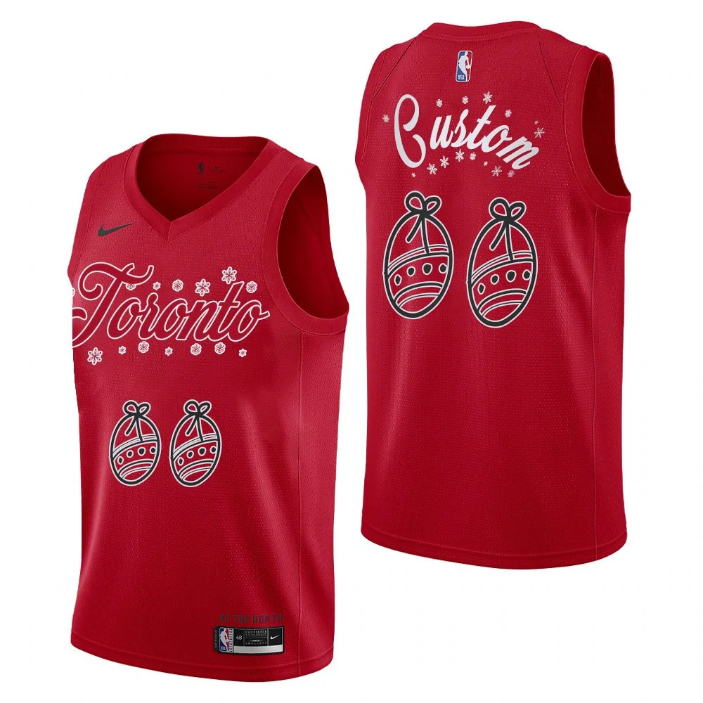 Men's Toronto Raptors #00 Custom 2020 Christmas Night Red Special Edition Jersey -
