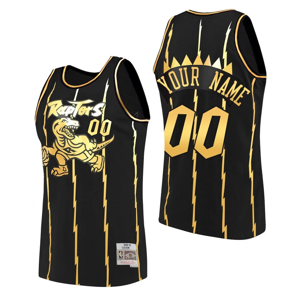 Men's Toronto Raptors #00 Custom 2021 Golden Edition HWC Limited Black Jersey -
