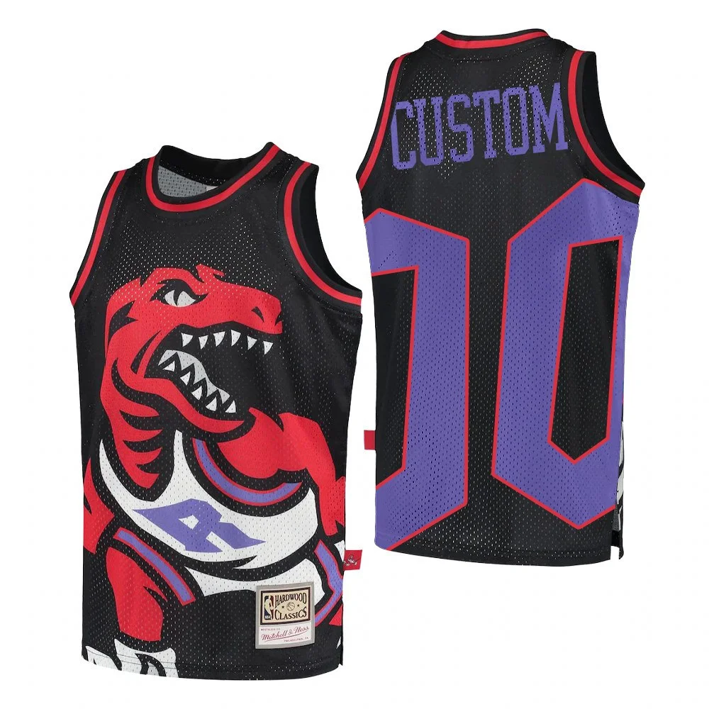 Men's Toronto Raptors #00 Custom Big Face 2.0 Black Hardwood Classics Jersey -
