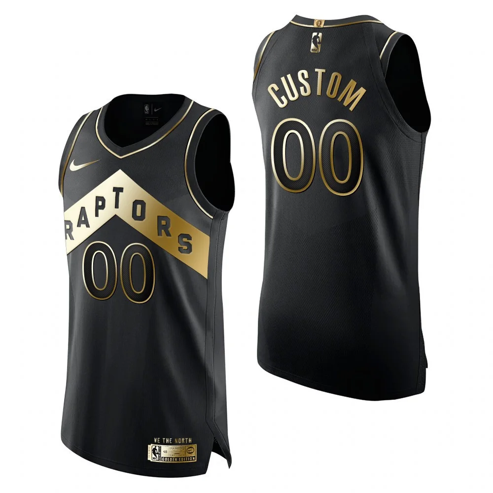 Men's Toronto Raptors #00 Custom Black Golden Limited Edition Jersey -