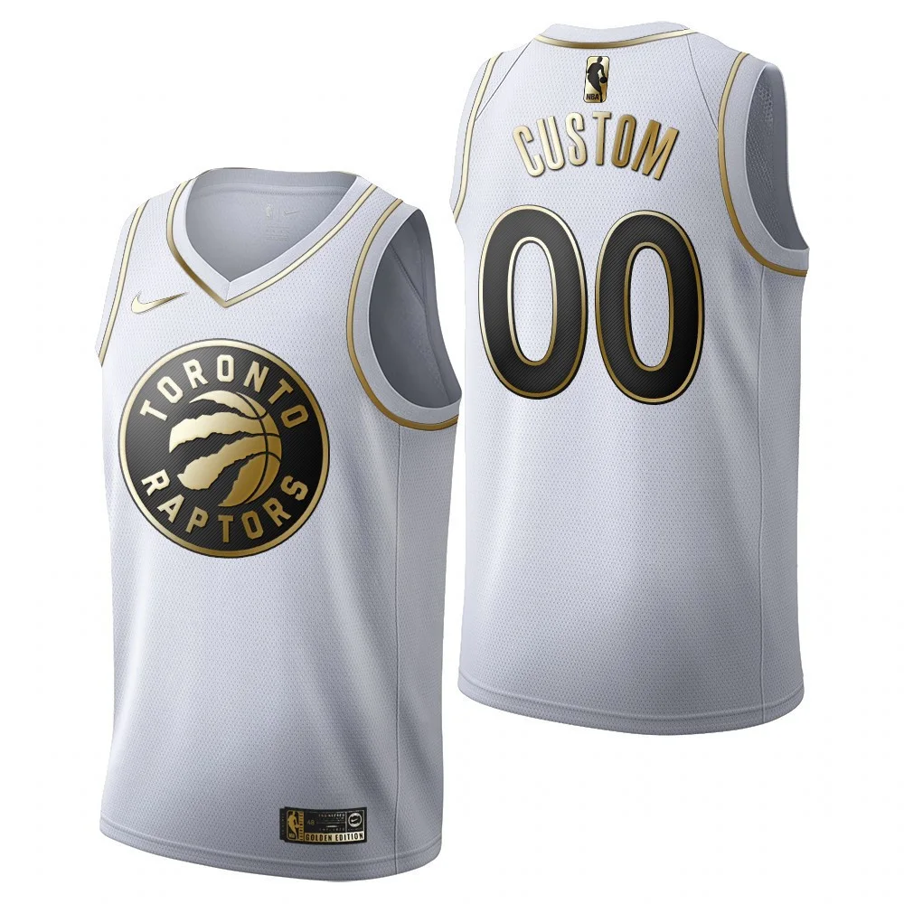 Men's Toronto Raptors #00 Custom Golden Edition White Jersey -