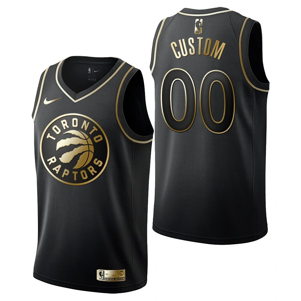 Men's Toronto Raptors #00 Custom Golden Limited Basketball Logo Black Jersey -
