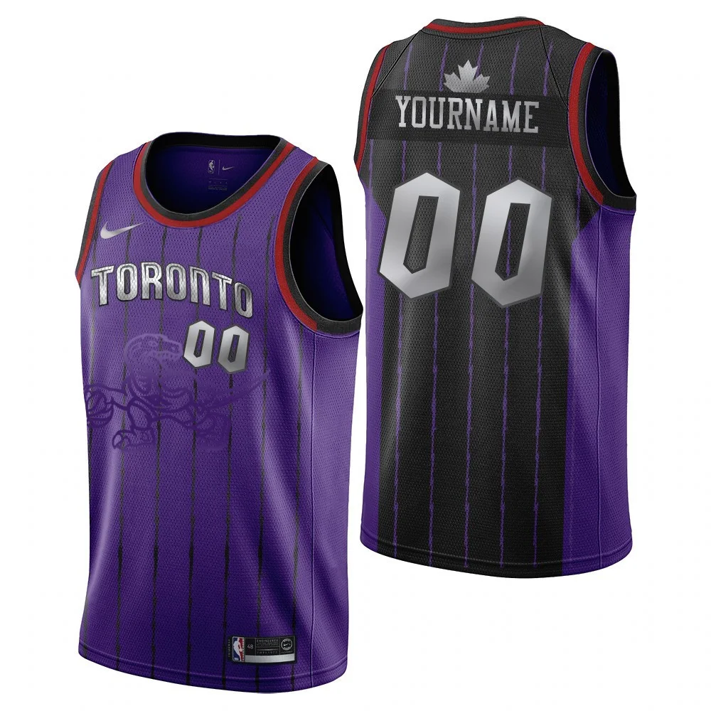 Men's Toronto Raptors #00 Custom Hardwood Classics Platinum Edition Swingman Jersey - Purple -