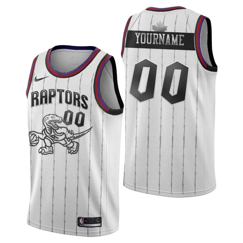 Men's Toronto Raptors #00 Custom Hardwood Classics Platinum Edition Swingman Jersey - White -