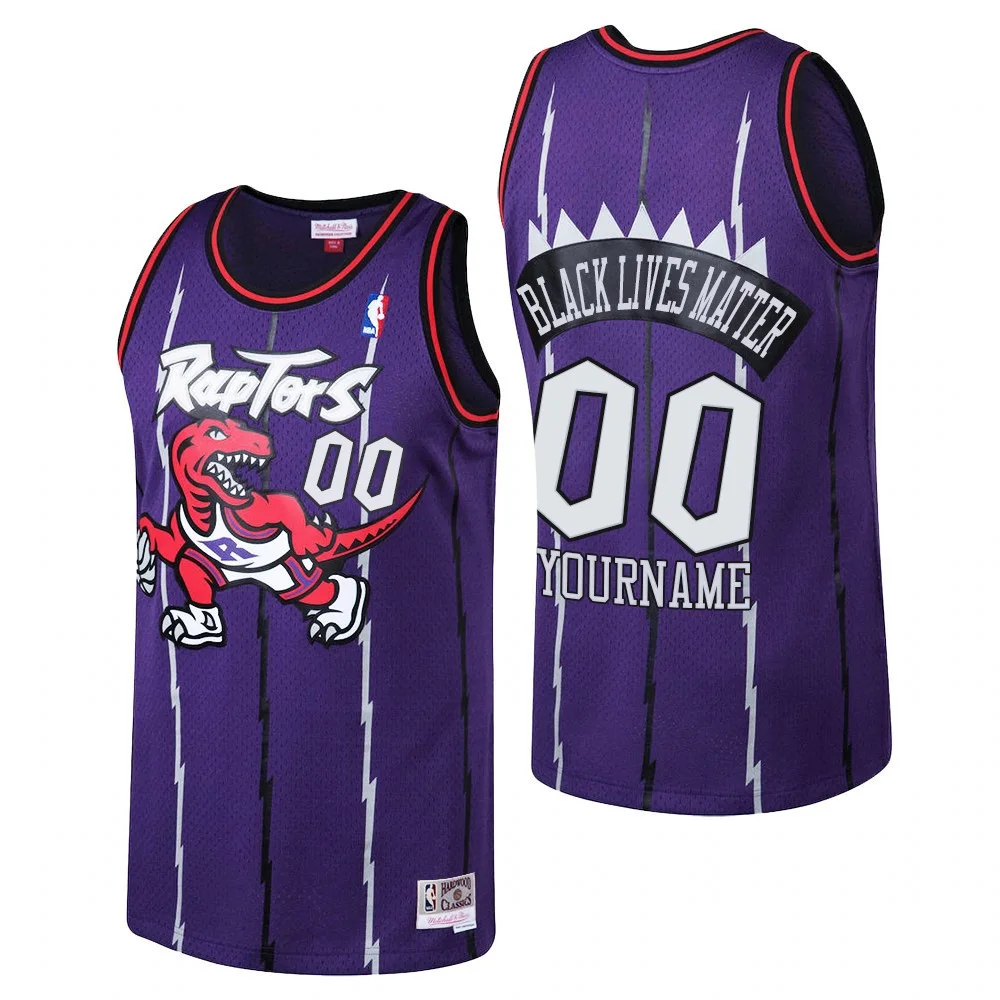 Men's Toronto Raptors #00 Custom Purple Social Justice Hardwood Classics Jersey -