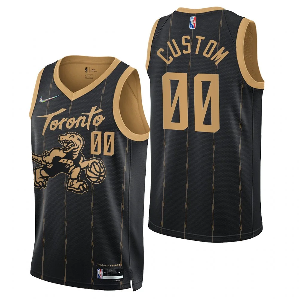 Men's Toronto Raptors Custom #00 2021-22 75th Anniversary City Edition Black Swingman Jersey -