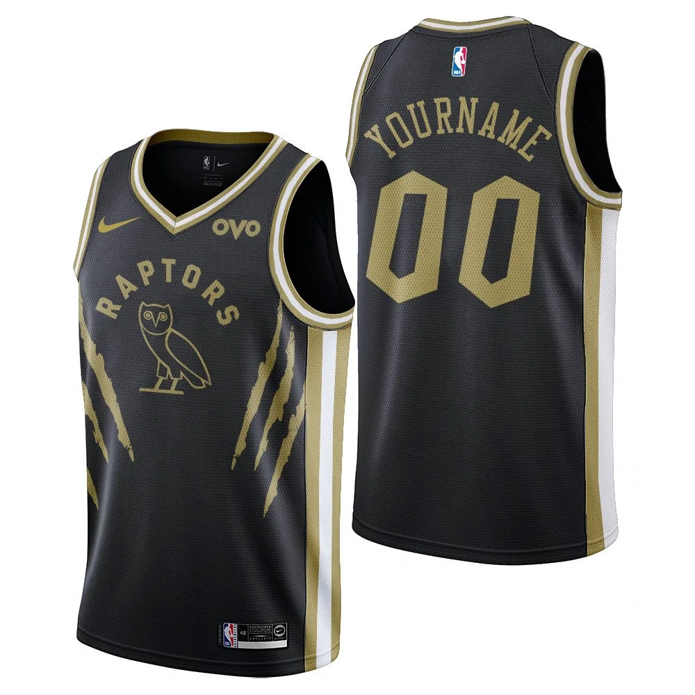 Men's Toronto Raptors Custom #00 OVO Black Jersey -
