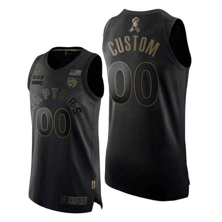Men's Toronto Raptors Custom 2020 Salute To Service Black Jersey -