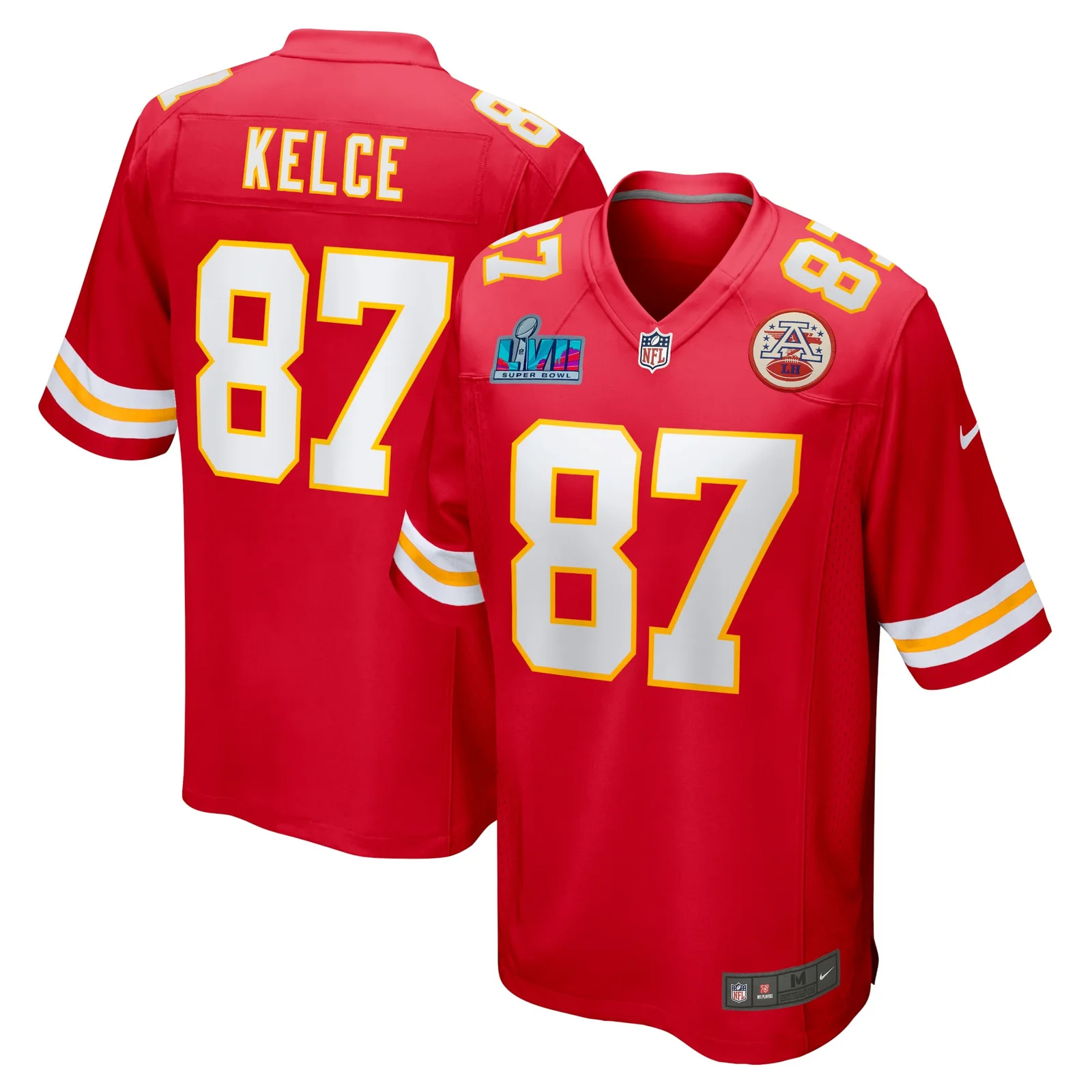 Men's Travis Kelce Kansas City Chiefs Super Bowl LVII Patch Game Jersey - Red -